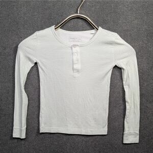 Minnow Henley Shirt Kids 7/8 Unisex Pajama Top Soft Mint Stripe Snug Light